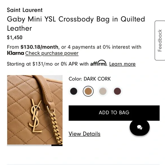 Yves Saint Laurent Gaby Mini Quilted Crossbody Bag - Picture 6 of 7